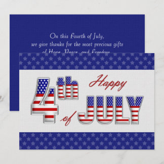 Alles Gute zum 4. Juli. Patriotische Flachgrüßkart Karte