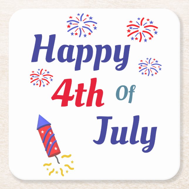 Alles Gute zum 4. Juli Rechteckiger Pappuntersetzer (Vorderseite)