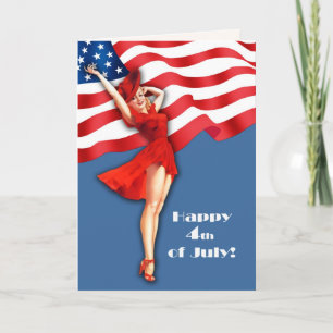 Alles Gute zum 4. Juli. Retro-Button Karte