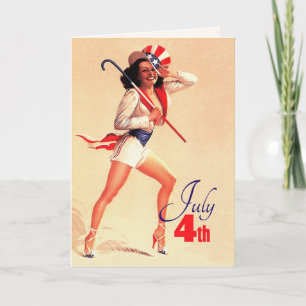 Alles Gute zum 4. Juli. Retro-Button Karte