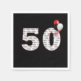 Alles Gute zum 50. Geburtstag auf schwarz Serviette