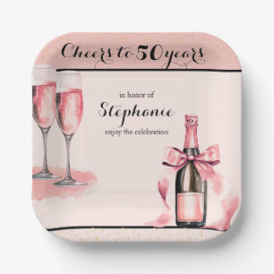 Alles Gute zum 50. Geburtstag mit Rosé Champagner Pappteller