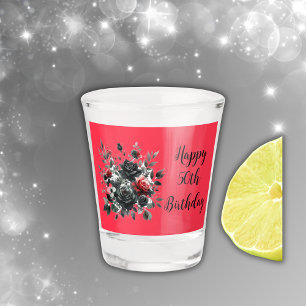 Alles Gute zum 50. Geburtstag Rote und Schwarze Ro Schnapsglas