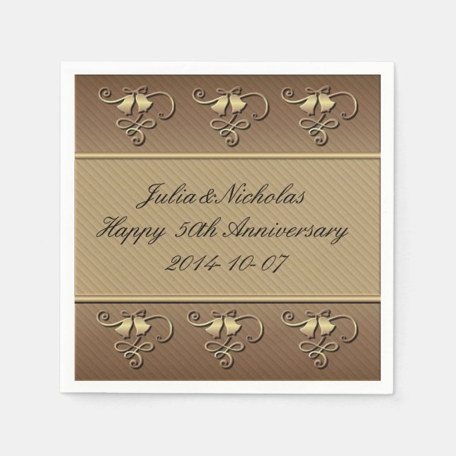 Alles Gute zum 50. Jubiläum Gold Personalisiert Na Serviette (Vorderseite)