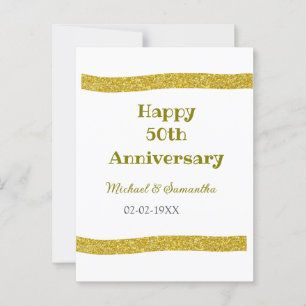 Alles Gute zum 50. Jubiläum goldene Glitter-Rahmen Postkarte