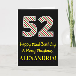 Alles Gute zum 52. Geburtstag & Frohe Weihnachten, Karte