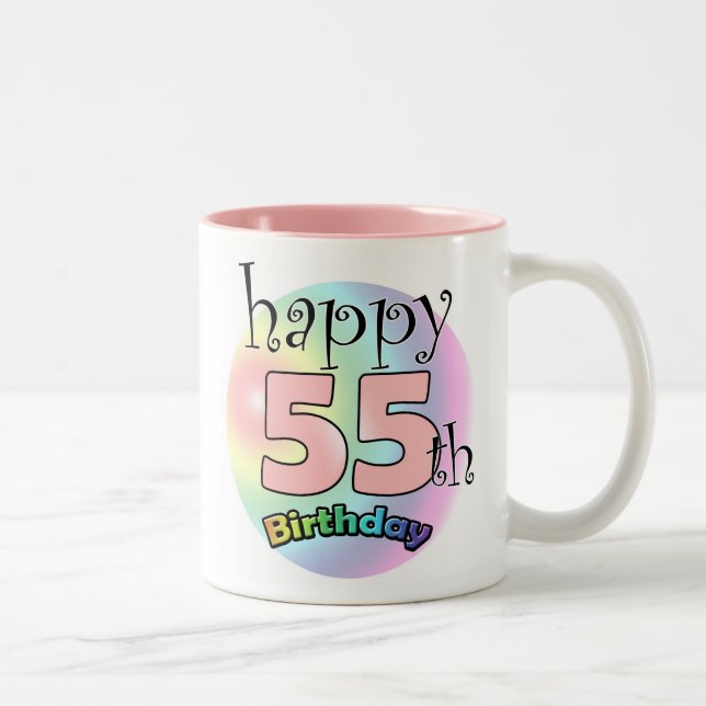 Alles Gute zum 55. Geburtstag (Rose) Zweifarbige Tasse (Rechts)