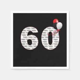 Alles Gute zum 60. Geburtstag auf schwarz Serviette
