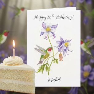 Alles Gute zum 60. Geburtstag Columbine mit Kolibr Karte