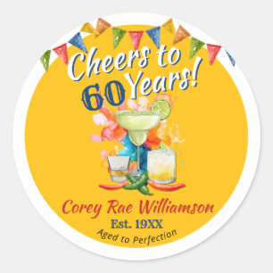 Alles Gute zum 60. Geburtstag Fiesta 60. Geburtsta Runder Aufkleber