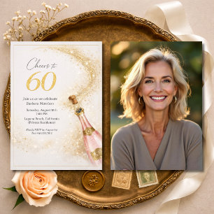Alles Gute zum 60. Geburtstag Foto Pink Gold Champ Einladung