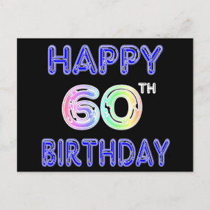 Alles Gute zum 60. Geburtstag in Ballon Schriftart Postkarte