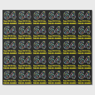 Alles Gute zum 64. Geburtstag, Fun Colorful Stars Geschenkpapier