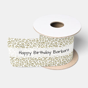 Alles Gute zum 65. Geburtstag Zahl Muster Gold/Wei Satinband