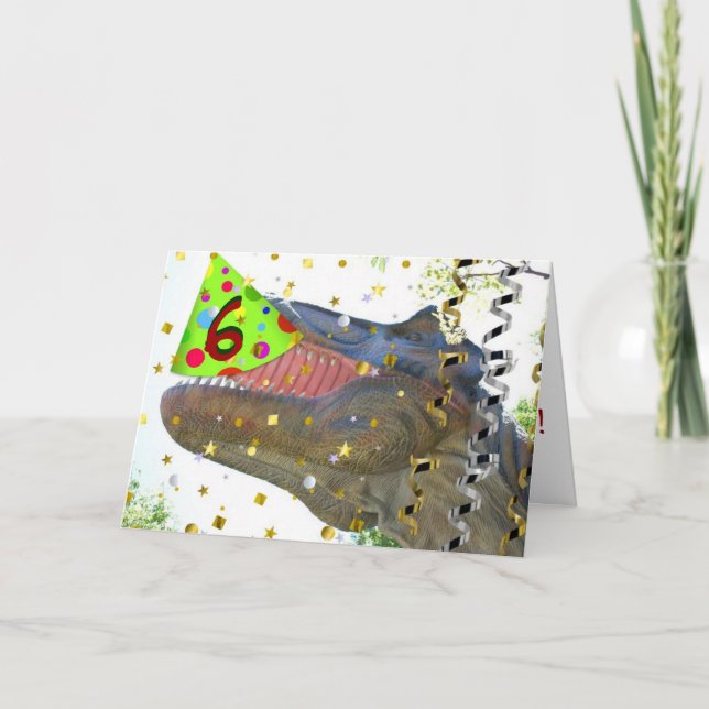 Alles Gute zum 6. Geburtstag/Dinosaurier Karte (Vorderseite)