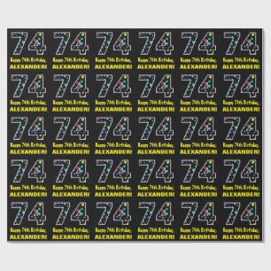 Alles Gute zum 74. Geburtstag, Fun Colorful Stars Geschenkpapier