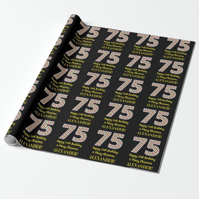 Alles Gute zum 75. Geburtstag & Frohe Weihnachten, Geschenkpapier (Ungerollt)