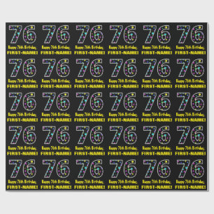 Alles Gute zum 76. Geburtstag, Fun Colorful Stars  Geschenkpapier