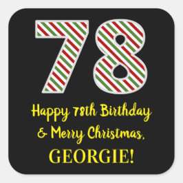 Alles Gute zum 78. Geburtstag & Frohe Weihnachten, Quadratischer Aufkleber