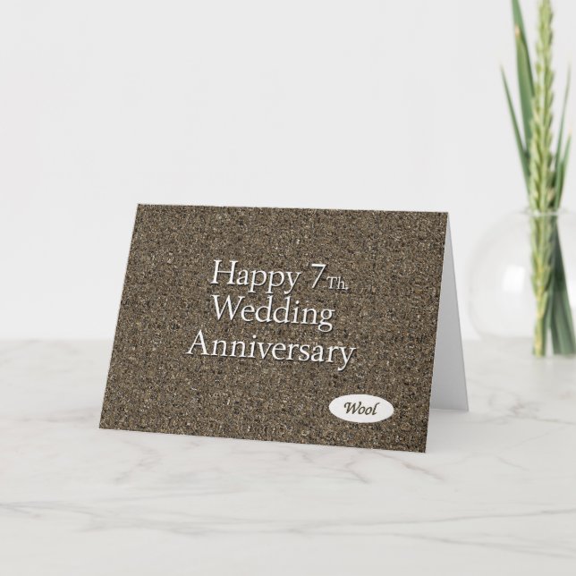 Alles Gute zum 7. Hochzeitsanfang Wolle Karte (Vorderseite)
