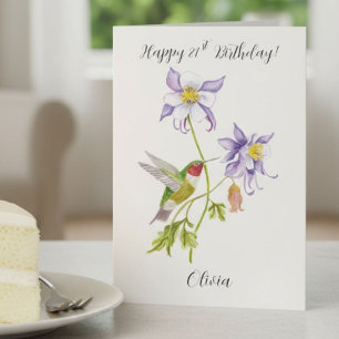 Alles Gute zum 81. Geburtstag Columbine mit Kolibr Karte