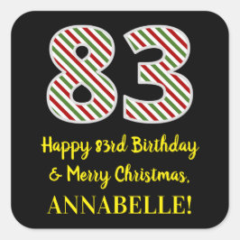 Alles Gute zum 83. Geburtstag & Frohe Weihnachten, Quadratischer Aufkleber