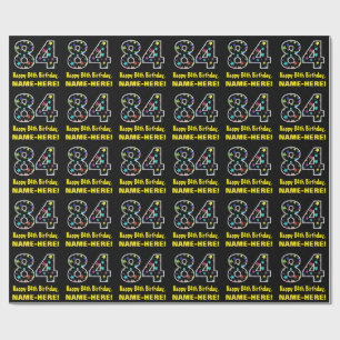 Alles Gute zum 84. Geburtstag, Fun Colorful Stars Geschenkpapier