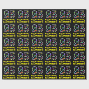 Alles Gute zum 85. Geburtstag, Fun Colorful Stars Geschenkpapier