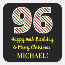 Alles Gute zum 96. Geburtstag & Frohe Weihnachten, Quadratischer Aufkleber