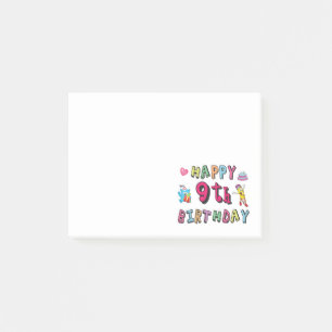 Alles Gute zum 9. Geburtstag für 9-jährige Kinder Post-it Klebezettel
