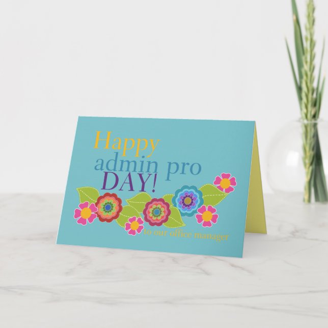 Alles Gute zum Admin Pro Day! Blumengrenze, Grußka Karte (Vorderseite)