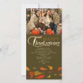 Alles Gute zum Erntedankfest. Fallende Blätter Fot Feiertagskarte