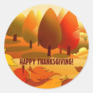 Alles Gute zum Erntedankfest. Herbstlandschaft Runder Aufkleber