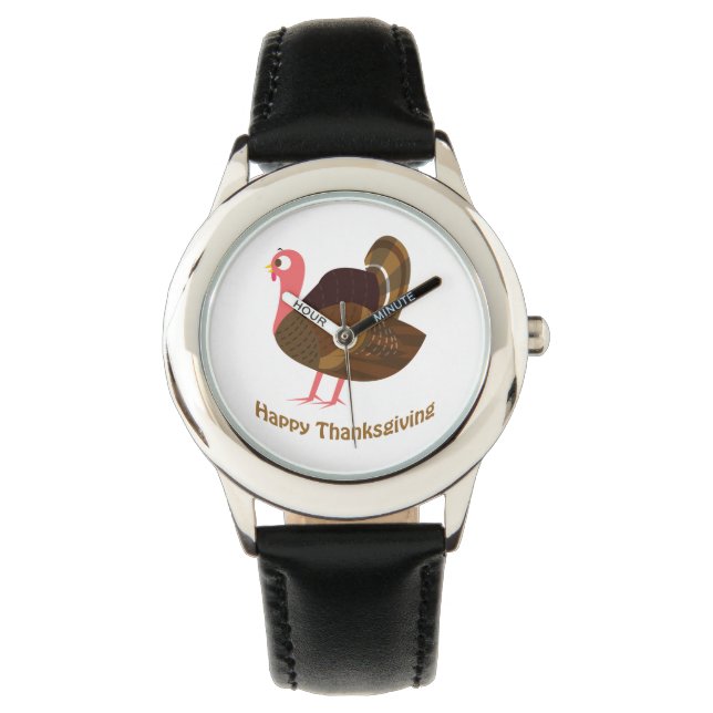 Alles Gute zum Erntedankfest! Niedliche Türkei Armbanduhr (Vorderseite)
