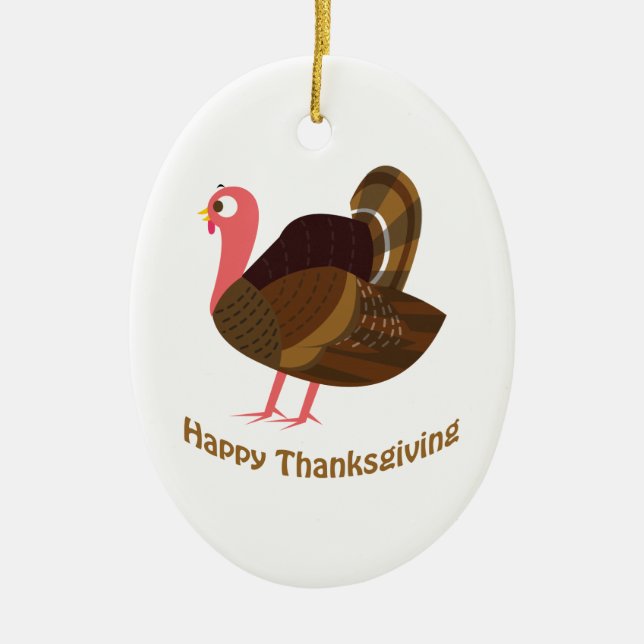 Alles Gute zum Erntedankfest! Niedliche Türkei Keramik Ornament (Vorne)
