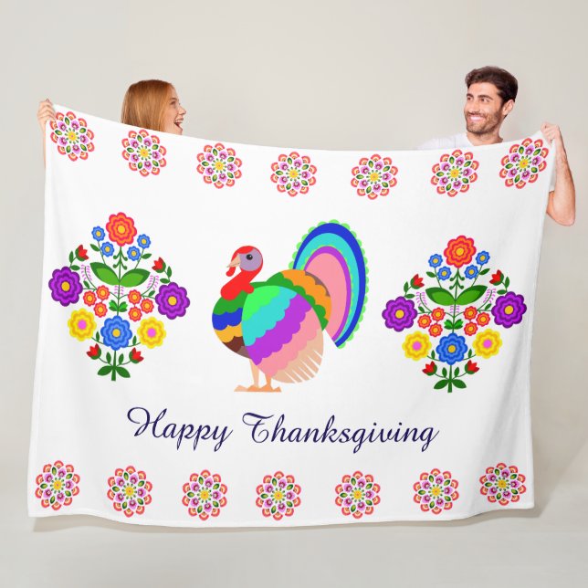 Alles Gute zum Erntedankfest. Polnische Blume. Fleecedecke (Beispiel)