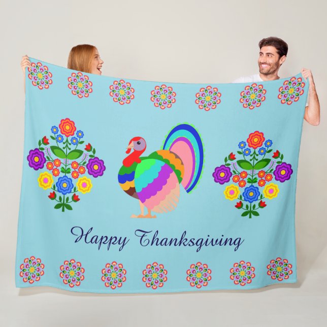 Alles Gute zum Erntedankfest. Polnische Blume. Fleecedecke (Beispiel)