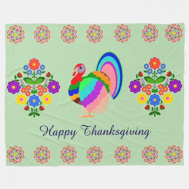 Alles Gute zum Erntedankfest. Polnische Blume. Fleecedecke (Vorderseite (Horizontal))