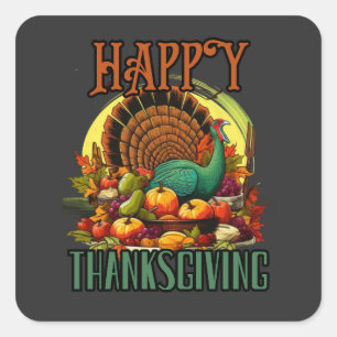 Alles Gute zum Erntedankfest! Türkei, amerikanisch Quadratischer Aufkleber