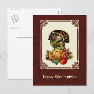Alles Gute zum Erntedankfest. Vintage Design-Postk Feiertagspostkarte