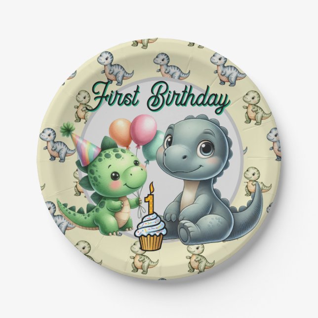  Alles Gute zum ersten Geburtstag  Pappteller (Vorderseite)