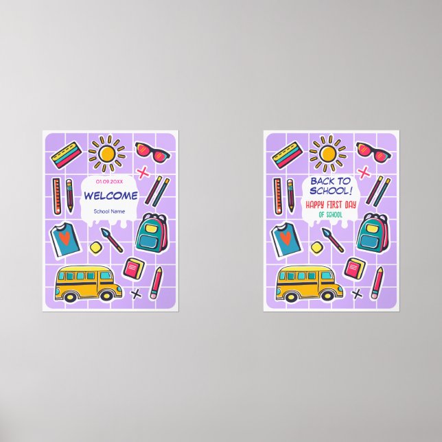 Alles Gute zum ersten Schultag Bilderwand Sets (Vorderseite)