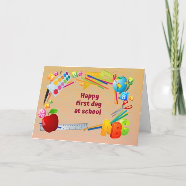 Alles Gute zum ersten Schultag Karte (Vorderseite)