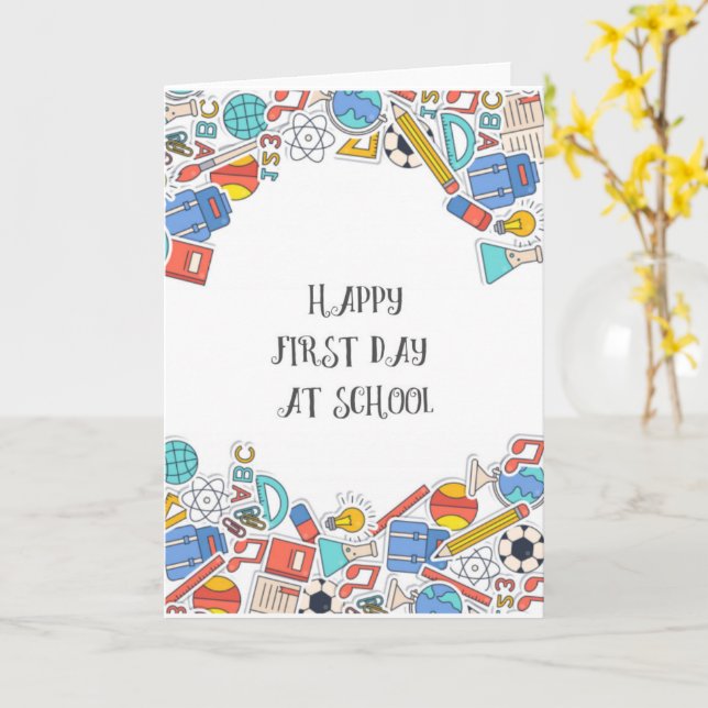 Alles Gute zum ersten Schultag Karte (Gelbe Blume)