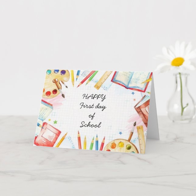 Alles Gute zum ersten Schultag Karte (Kleine Pflanze)