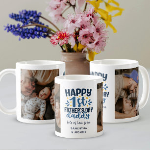 Alles Gute zum ersten Vatertag Daddy Bold Blue & F Kaffeetasse