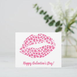Alles Gute zum Galentinstag! Pink Leopard Kiss Postkarte