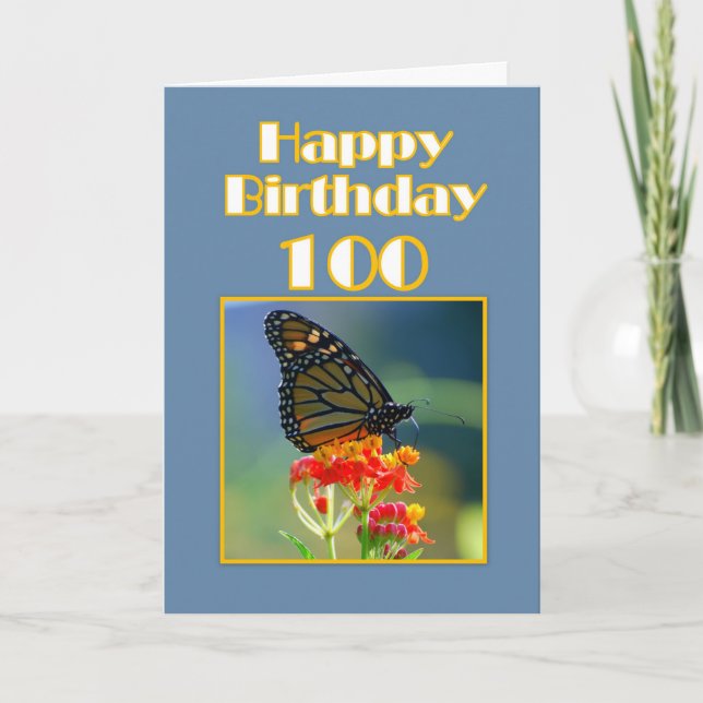 Alles Gute zum Geburtstag 100. - Monarch Butterfly Karte (Vorderseite)