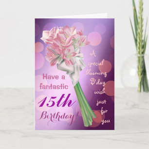 Alles Gute zum Geburtstag! - 15. Rosa Blume Grußka Karte