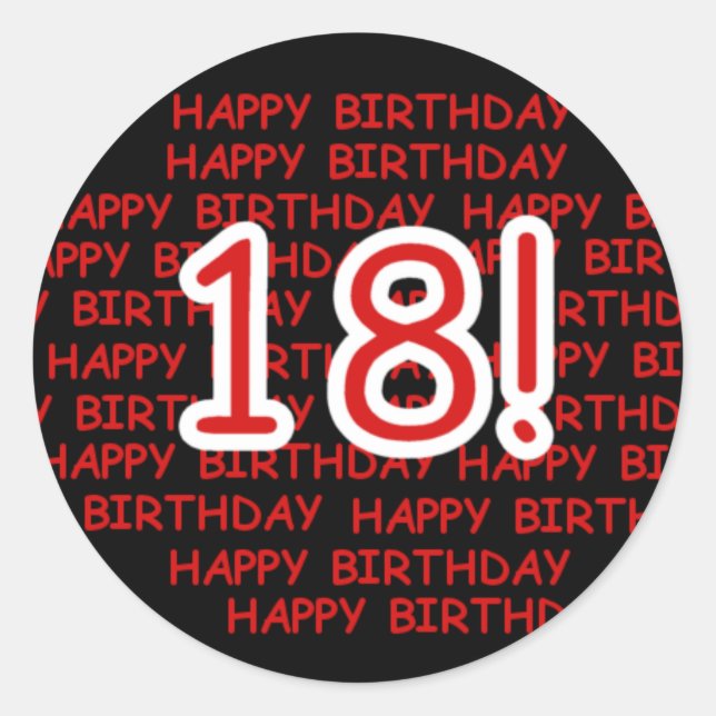 Alles Gute zum Geburtstag 18 Runder Aufkleber (Vorderseite)